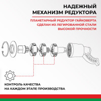 Гайковерт БелАК НЬЮТОН БЕЗ ГОЛОВОК 2х-скоростной удлиненный БАК.10020