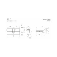 Цилиндровый механизм НОРА-М ЕСО Z ЛВ-90 45-45 латунь Х 15563