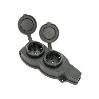 Двухместная розетка с защитными крышками EKF каучуковая, 230В, 2P+PE, 16A, IP44 RPS-018-16-230-44