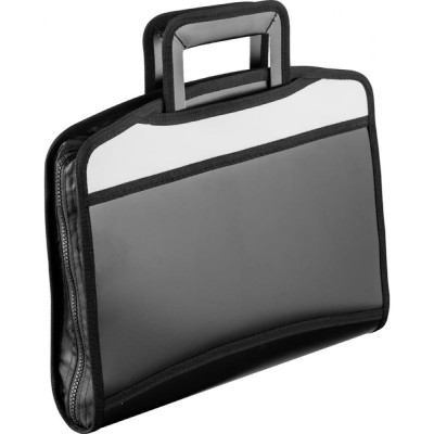 Attache Папка портфель черный серая вставка с выдв ручками 331731