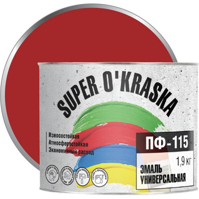 Эмаль super maler Красный 1,9кг Лк-00005655