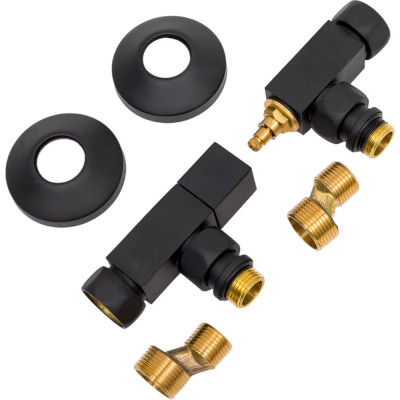 Lemark Комплект подключения с квадратными вентилями, черный LM03412SBL