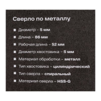 Inforce Сверло по металлу HSS-G 5х86х52 мм 11-01-684