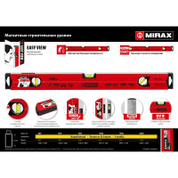 Магнитный строительный уровень MIRAX 800 мм 34611-080