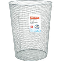 Корзина для бумаг BRAUBERG "Germanium" 9 л, металлическая, серебристая 231959