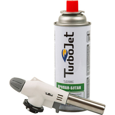 Горелка с пьезоподжигом TJ74 + газовый баллон TJ220 Turbojet TJ723-B