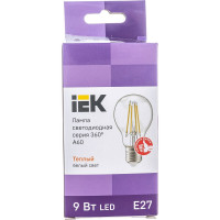 Лампа IEK серия 360, LED, A60, прозрачная, 9вт, 230В, 3000К, E27 LLF-A60-9-230-30-E27-CL