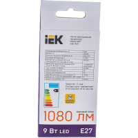 Лампа IEK серия 360, LED, A60, прозрачная, 9вт, 230В, 3000К, E27 LLF-A60-9-230-30-E27-CL
