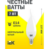 Лампа IEK LED CB35, свеча на ветру, 7вт, 230В, 4000К, E14 LLE-CB35-7-230-40-E14