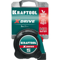 Рулетка  KRAFTOOL X-Drive 5м/25мм с ударостойким обрезиненным корпусом 34122-05-25_z02