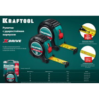 Рулетка KRAFTOOL X-Drive 3м/19мм с ударостойким обрезиненным корпусом 34122-03-19_z02