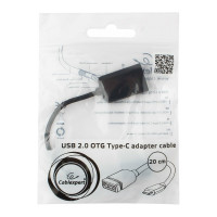 Кабель-переходник Cablexpert USB2.0 OTG Type-C(M)/AF, медь, Pro, 0.2м, черный, пакет, A-OTG-CMAF2-01