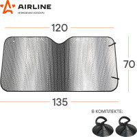 Солнцезащитная шторка Airline 70 см на лобовое стекло, 140г/м2, серая (70x135 см) ASPS-70-02