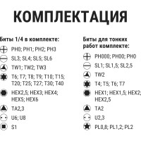 Набор отверток TDM ELECTRIC Алмаз реверсивная и тонкая, в комплекте биты и головки, №4, 65 предметов SQ1019-0204