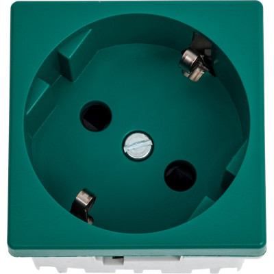 Розетка с заземлением Simon, 2P+E, модуль К45, безвинтовой зажим, 16А, 250В, зелёный K11-27