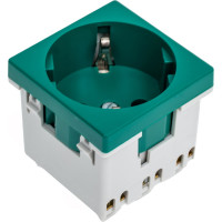 Розетка с заземлением Simon, 2P+E, модуль К45, безвинтовой зажим, 16А, 250В, зелёный K11-27