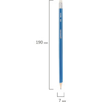 Чернографитные карандаши BRAUBERG ZTX НАБОР 12 шт., HB, с резинкой, синий корпус 180672