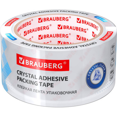 Упаковочная клейкая лента BRAUBERG КРИСТАЛЬНАЯ 48 мм х 66 м, 45 микрон 440153