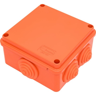 Огнестойкая коробка Экопласт JBS100 E110, о/п 100х100х55, 6 выходов, IP55, 6P, цвет оранжевый 43017HF
