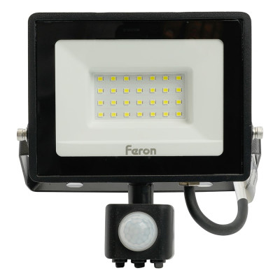 Светодиодный прожектор FERON LL-907 с датчиком 30W 6400K 230V черный IP44 29557