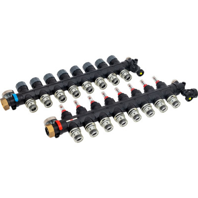 Коллекторная группа FV-PLAST полимер 1хPUSH-16 8 выходов, с расходомерами, воздухоотводчиками AA906002108