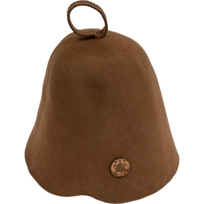 Бесшовная коричневая шапка с вышитым логотипом Банные Штучки войлок 100% 41415