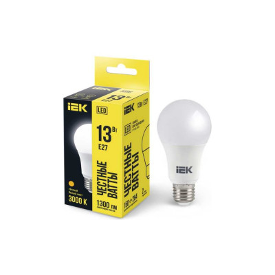 Лампа IEK LED, A60, 13вт, 230В, 3000К, E27 LLE-A60-13-230-30-E27