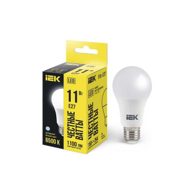Лампа IEK LED, A60, 11вт, 230В, 6500К, E27 LLE-A60-11-230-65-E27