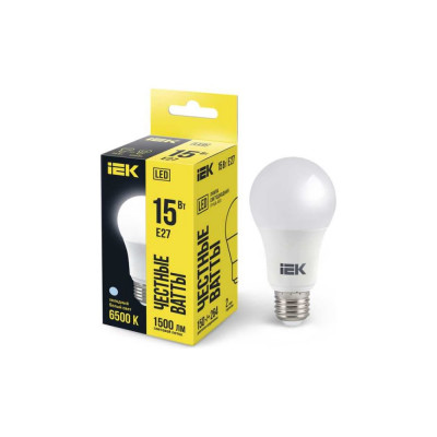 Лампа IEK LED A60, 15вт, 230В, 6500К, E27 LLE-A60-15-230-65-E27