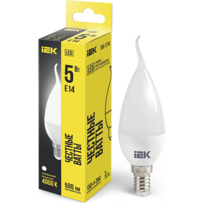 Лампа IEK LED CB35, свеча на ветру, 5вт, 230В, 4000К, E14 LLE-CB35-5-230-40-E14