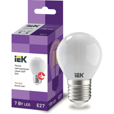 Лампа IEK серия 360, LED, G45, шар матовый, 7вт, 230В, 3000К, E27 LLF-G45-7-230-30-E27-FR