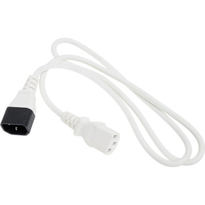 Шнур питания LANMASTER C13-C14, 3х0.75, 220В, 10А, белый, 1 метр LAN-PP13/14-1.0-WH
