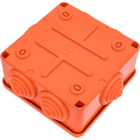 Огнестойкая коробка Экопласт JBS100 E110, о/п 100х100х55, 6 выходов, IP55, 6P, цвет оранжевый 43017HF