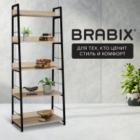 Стеллаж на металлокаркасе BRABIX LOFT SH-003 600х350х1500 мм, 5 полок, цвет дуб натуральный 641236