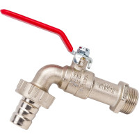 Шаровой кран Tiemme садовый, Н, 3/4, со штуцером, ручка 2500008