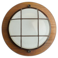 Светильник для бани и сауны FERON НБО 03-60-022 220V 60Вт Е27 IP54 дерево, орех, круг, с решеткой 11574