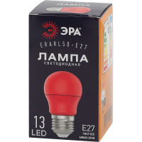 Светодиодная лампа ЭРА ERARL50-E27 LED A50-3W-E27 груша, красная, 13SMD, 3W, E27, для белт-лайт, 10/100/4500 Б0049580