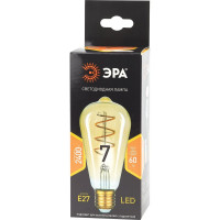 Филаментная лампа ЭРА FLED ST64-7W-824-E27 spiral gold, спираль, золото, 7Вт, теплая, E27, 20/960 Б0047665