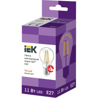 Лампа IEK серия 360, LED, A60, прозрачная, 11вт, 230В, 3000К, E27 LLF-A60-11-230-30-E27-CL