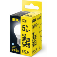 Лампа IEK LED, G45, шар, 5вт, 230В, 6500К, E27 LLE-G45-5-230-65-E27