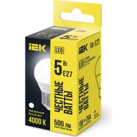 Лампа IEK LED, G45, шар, 5вт, 230В, 4000К, E27 LLE-G45-5-230-40-E27