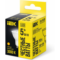 Лампа IEK LED, PAR16, софит, 5вт, 230В, 3000К, GU10 LLE-PAR16-5-230-30-GU10