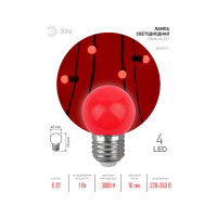 Светодиодная лампа ЭРА ERARL45E27 LED Р451WE27, шар, 4SMD, 1W, E27, для белтлайт, 10/100/6000, красный Б0049575