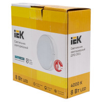 Светодиодный светильник IEK ДПО 2001, 8W, 4000K, IP54, круг, белый LDPO0-2001-8-4000-K01