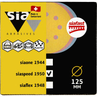 Набор шлифовальных кругов "siaspeed" PROFESSIONAL 125 (50 штук, 8 отв.) Sia Abrasives ssp50-125-8