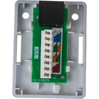 Настенная розетка 1 порт RJ-45, категория 6, белая, TWT-SM1-45/6-WH