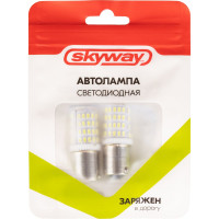 Автолампа SKYWAY диод S25 (P21W) 12/24V 80 SMD диодов 1-конт BA15s (CANBUS) белая, 2 шт. S08201428