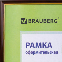 Рамка BRAUBERG HIT, 30х40 см, пластик, багет 14 мм, красное дерево с позолотой, стекло, 390259
