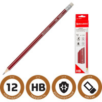 Чернографитные карандаши BRAUBERG ZTX НАБОР 12 шт, HB, с резинкой 180671
