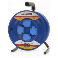 Удлинитель на металлической катушке STEKKER PRF02-41-30 с заземлением, 30м, 3х2,5 морозостойкий, Professional, синий 39296